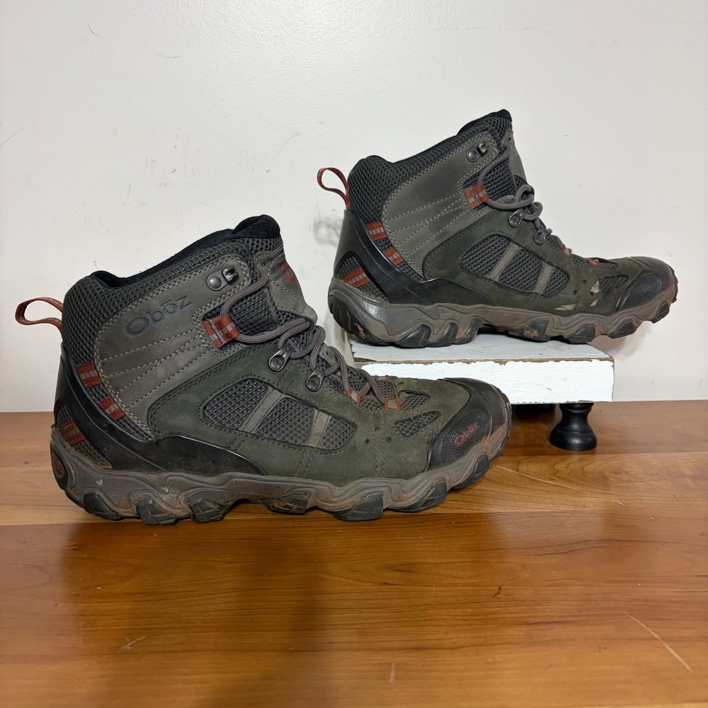 Oboz Sawtooth II Mid Hiking Boots Mens 11 Gray Black Orange Trail Shoes GW24301